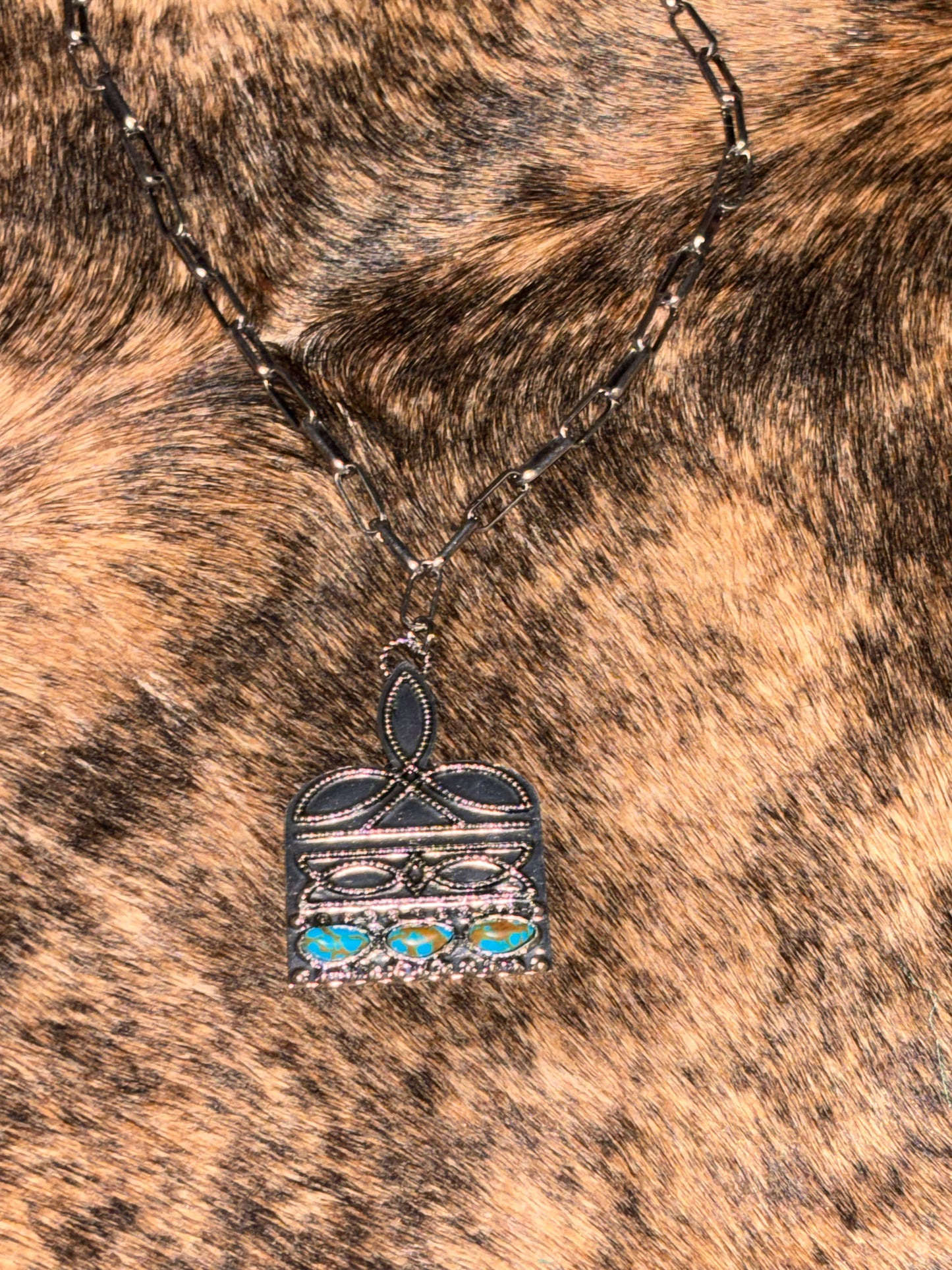 Boot Stitched in Stone Necklace