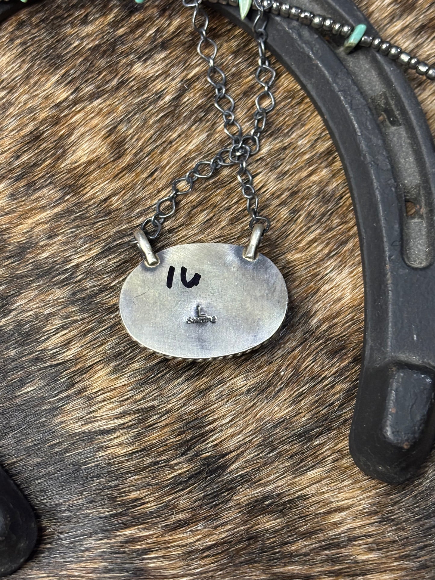 Native Navajo Handmade Sterling silver Golden Hills Turquoise Bar Necklace 18"