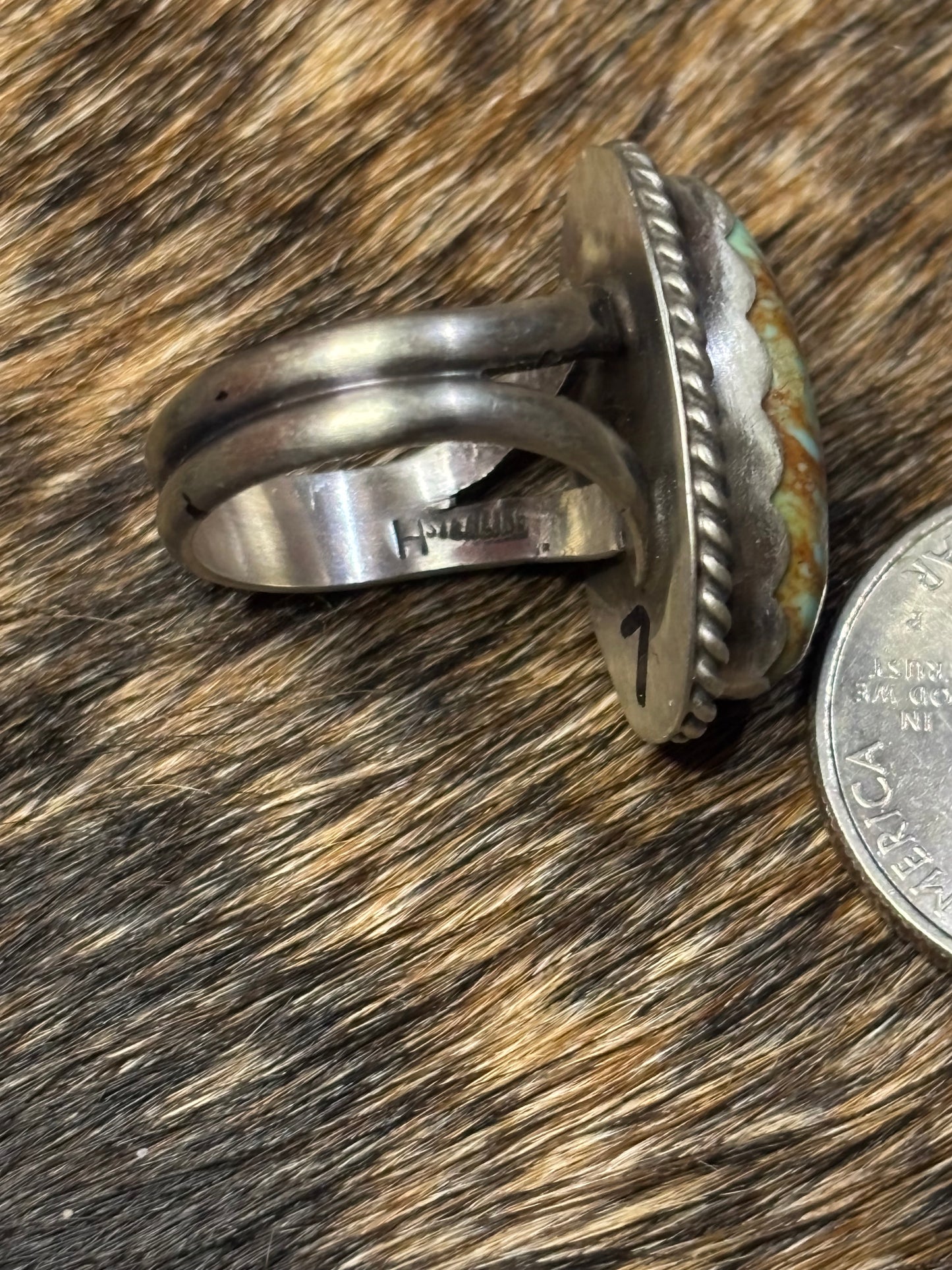 Native American Navajo Handmade Sterling Silver Royston Turquoise Ring