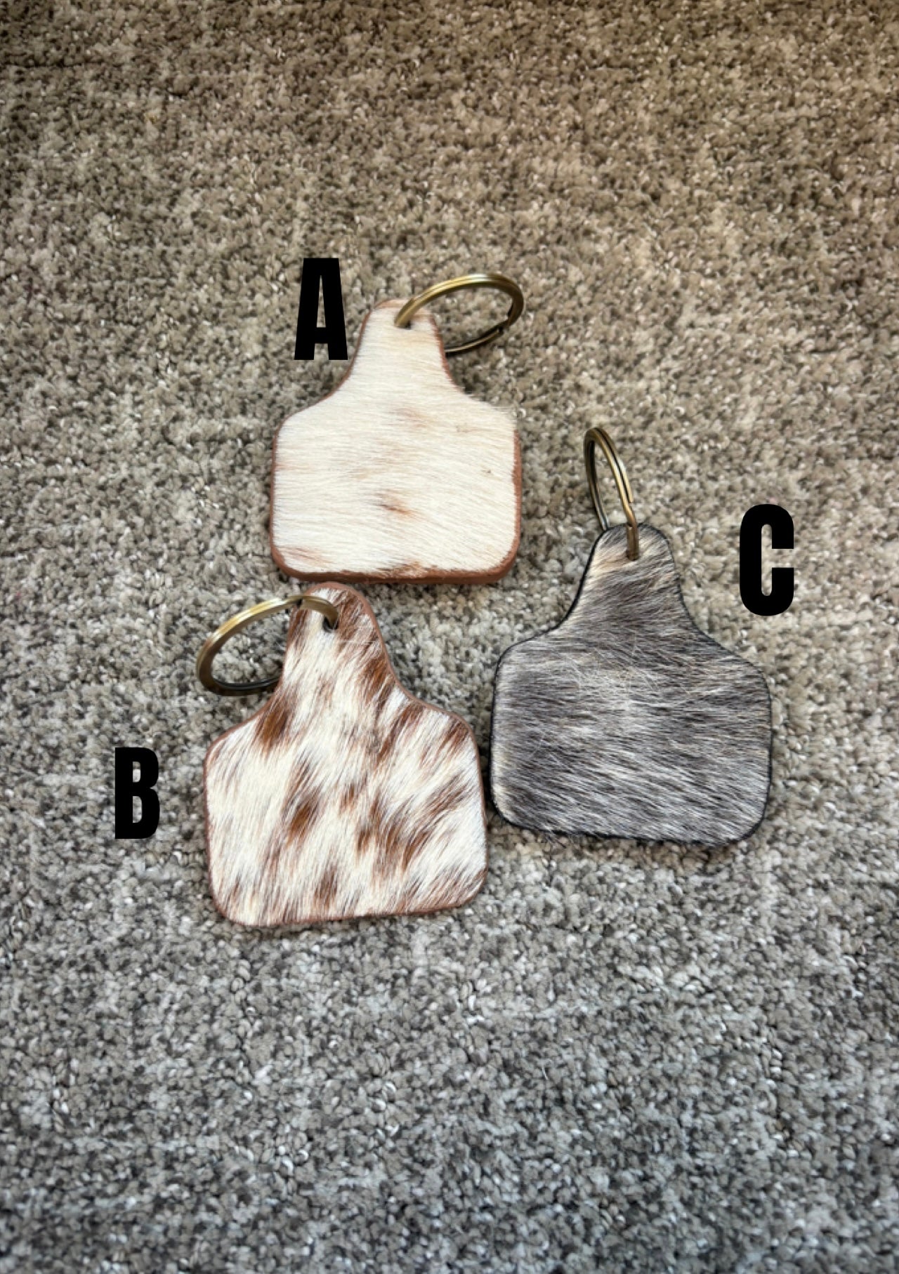 Cow Tag Cowhide Keychains