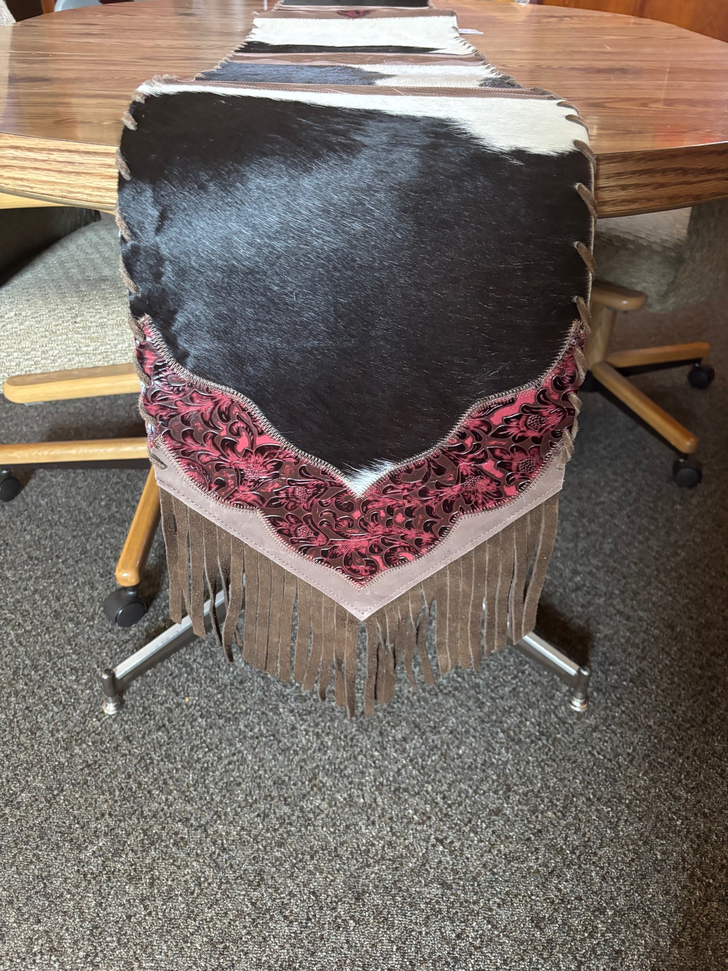 6ft Leather & Cowhide Table Runner