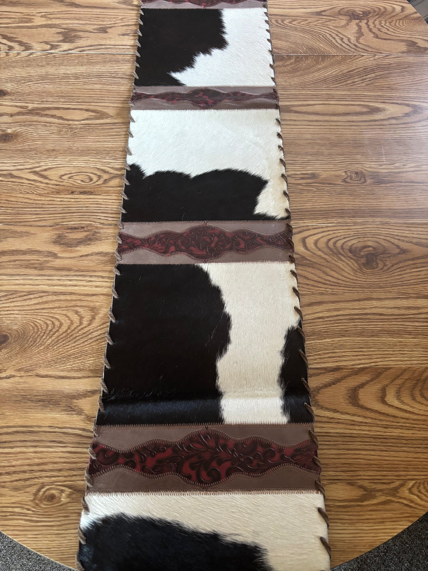 6ft Leather & Cowhide Table Runner