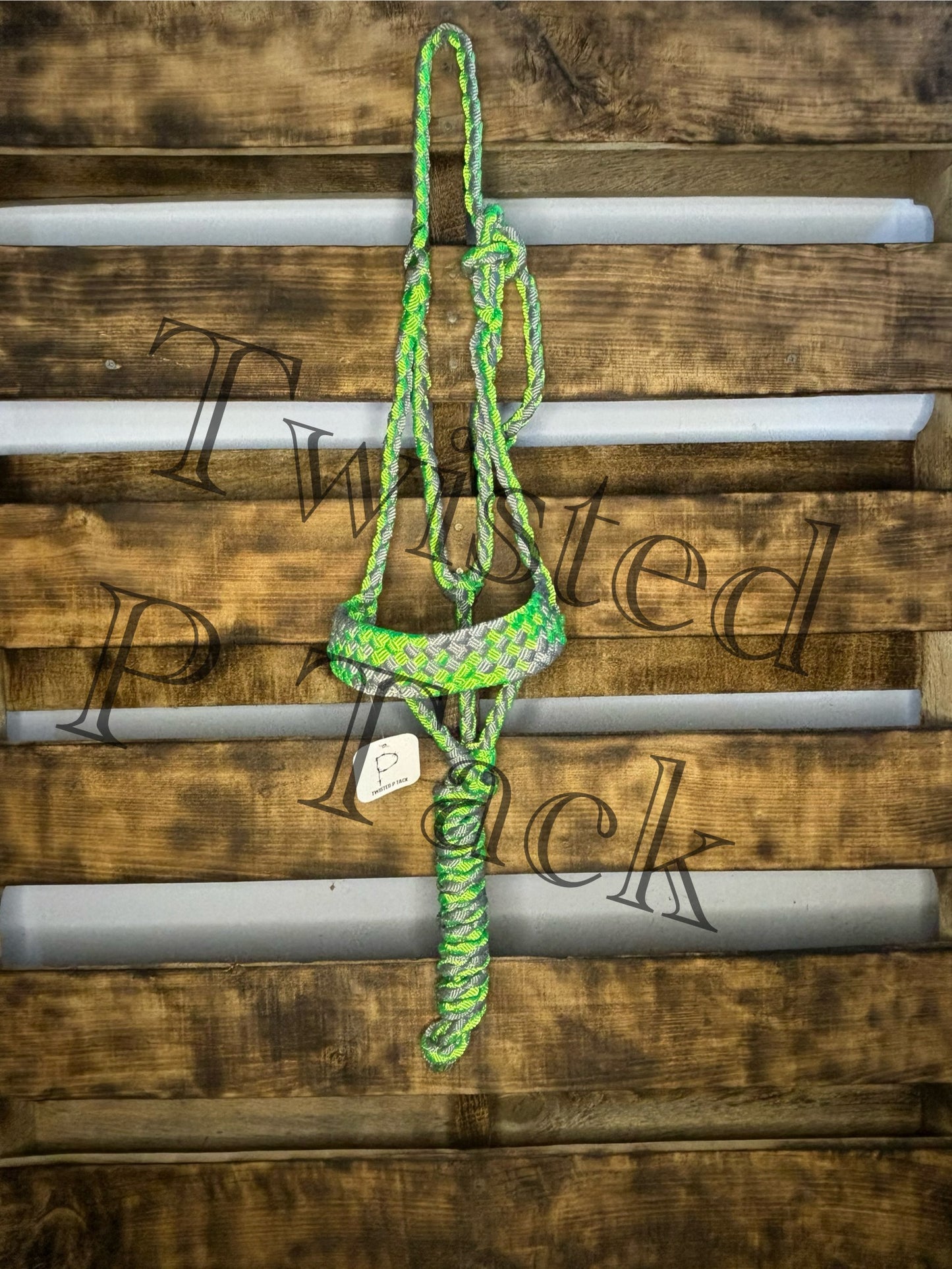Grey & Neon Green 8 Strand Horse Halter