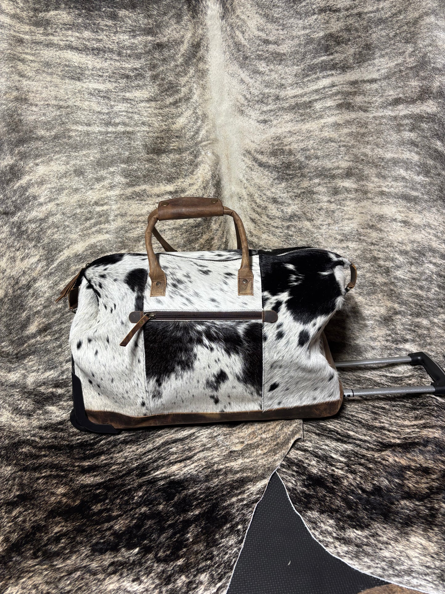 All Cowhide Duffle Bag on Wheels