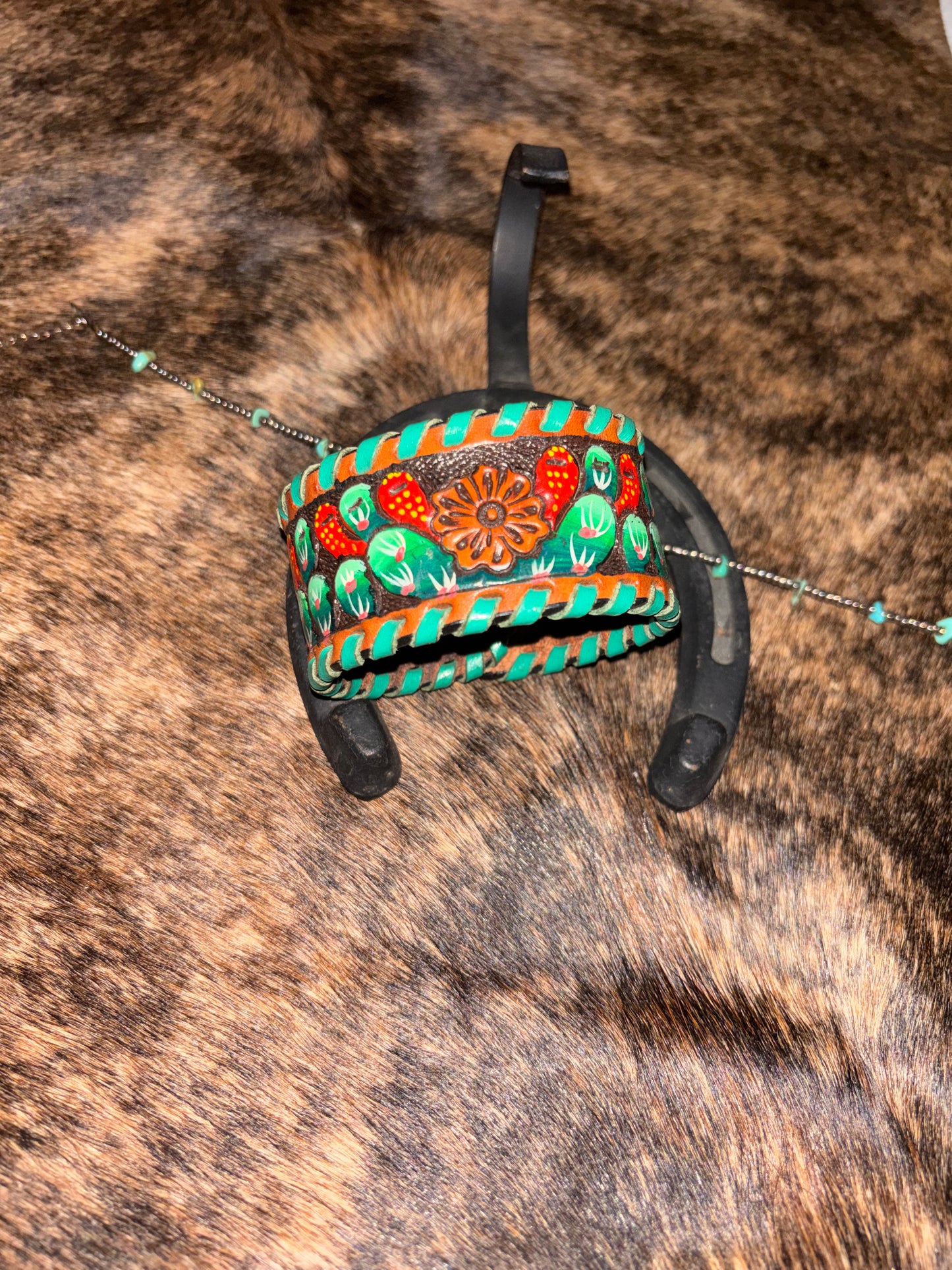 Cactus Tooled Leather Cuff