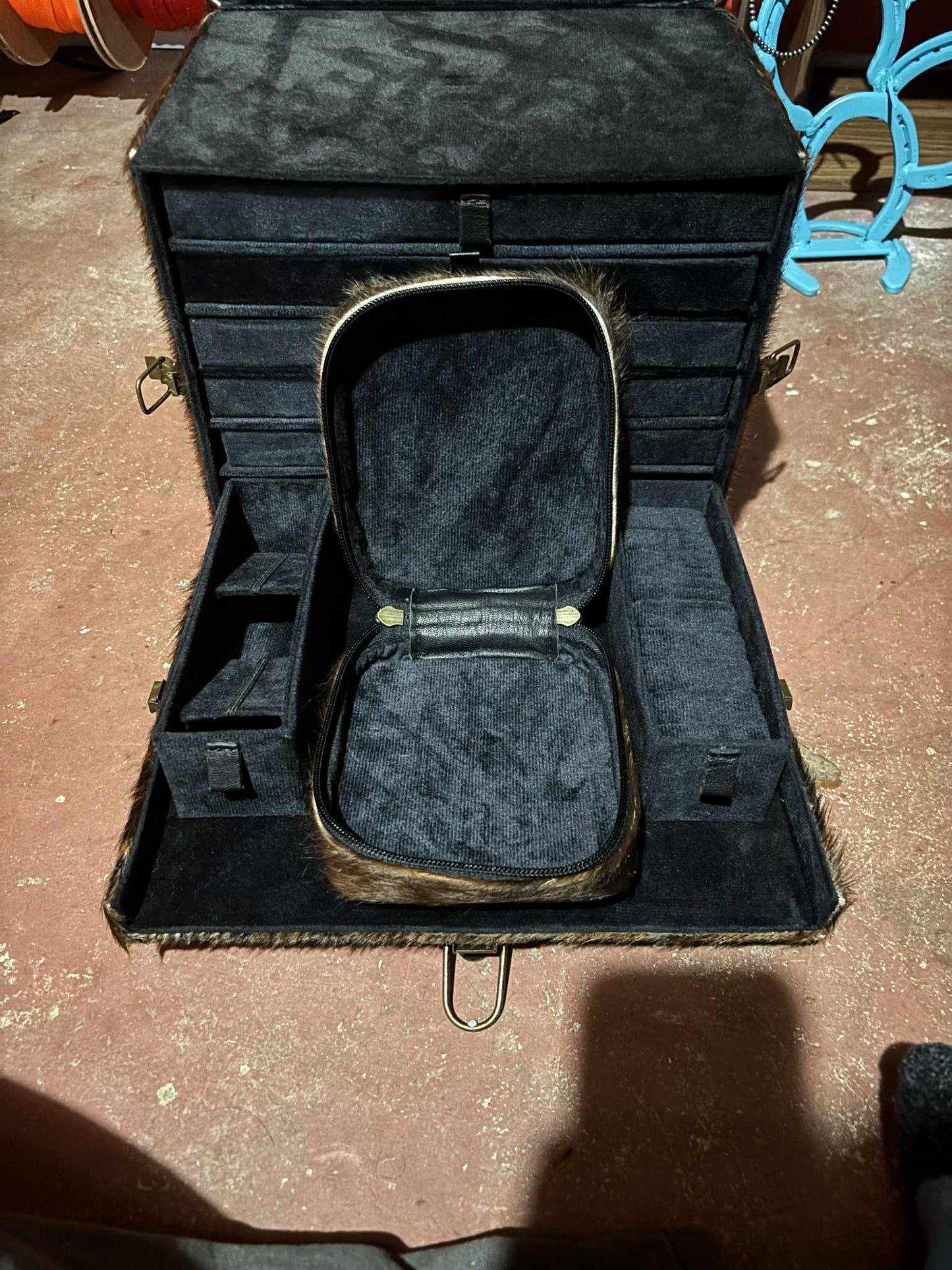 Brown Marble Cowhide Jewelry Box