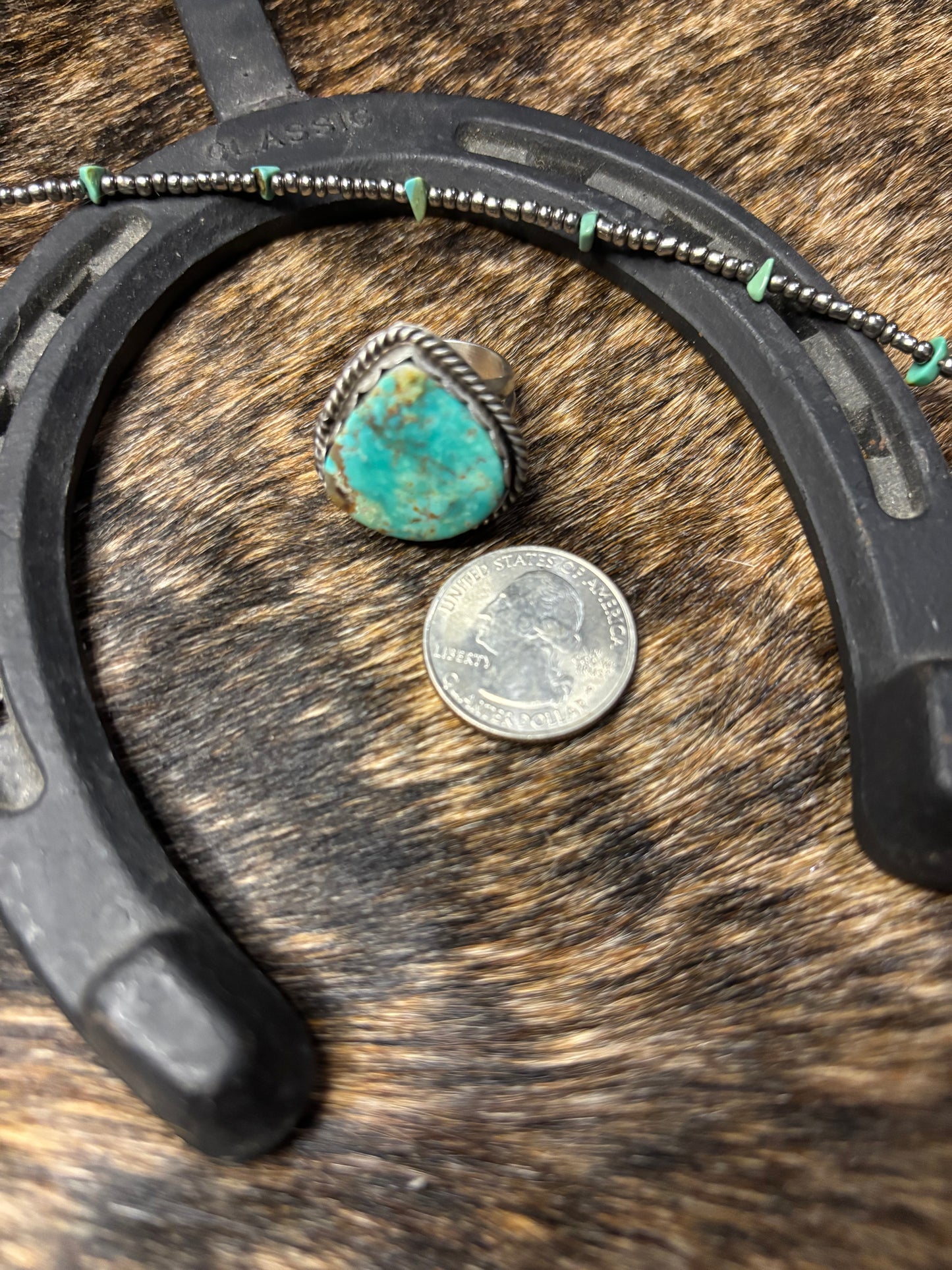 Native American Navajo Handmade Sterling Silver Royston Turquoise Ring