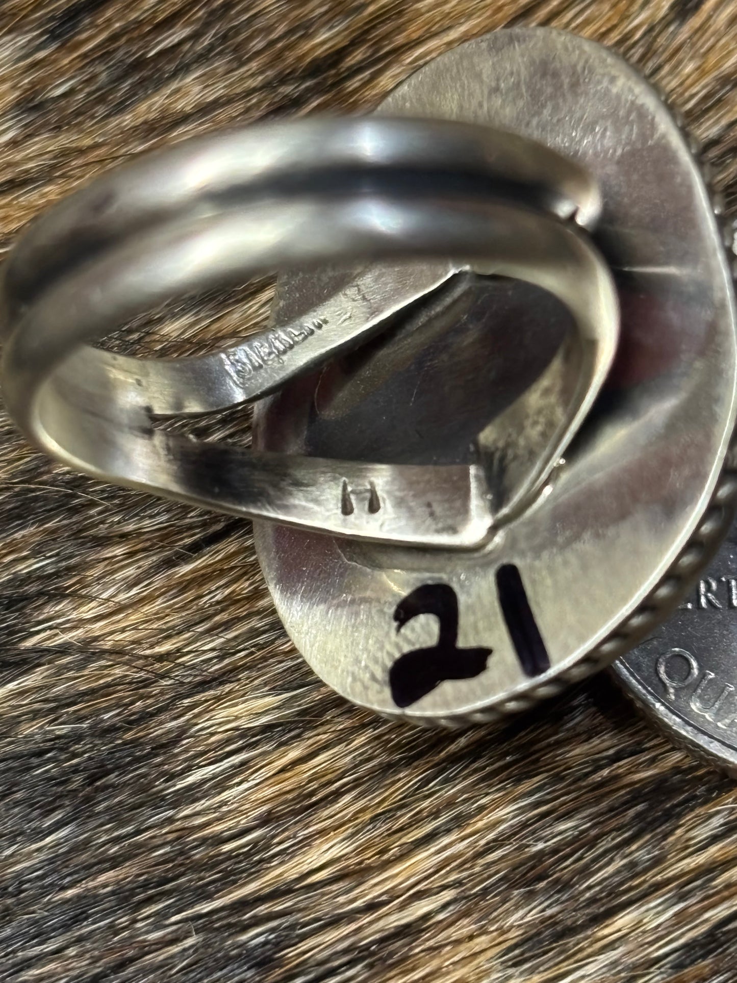 Native American Navajo Handmade Sterling Silver Royston Turquoise Ring