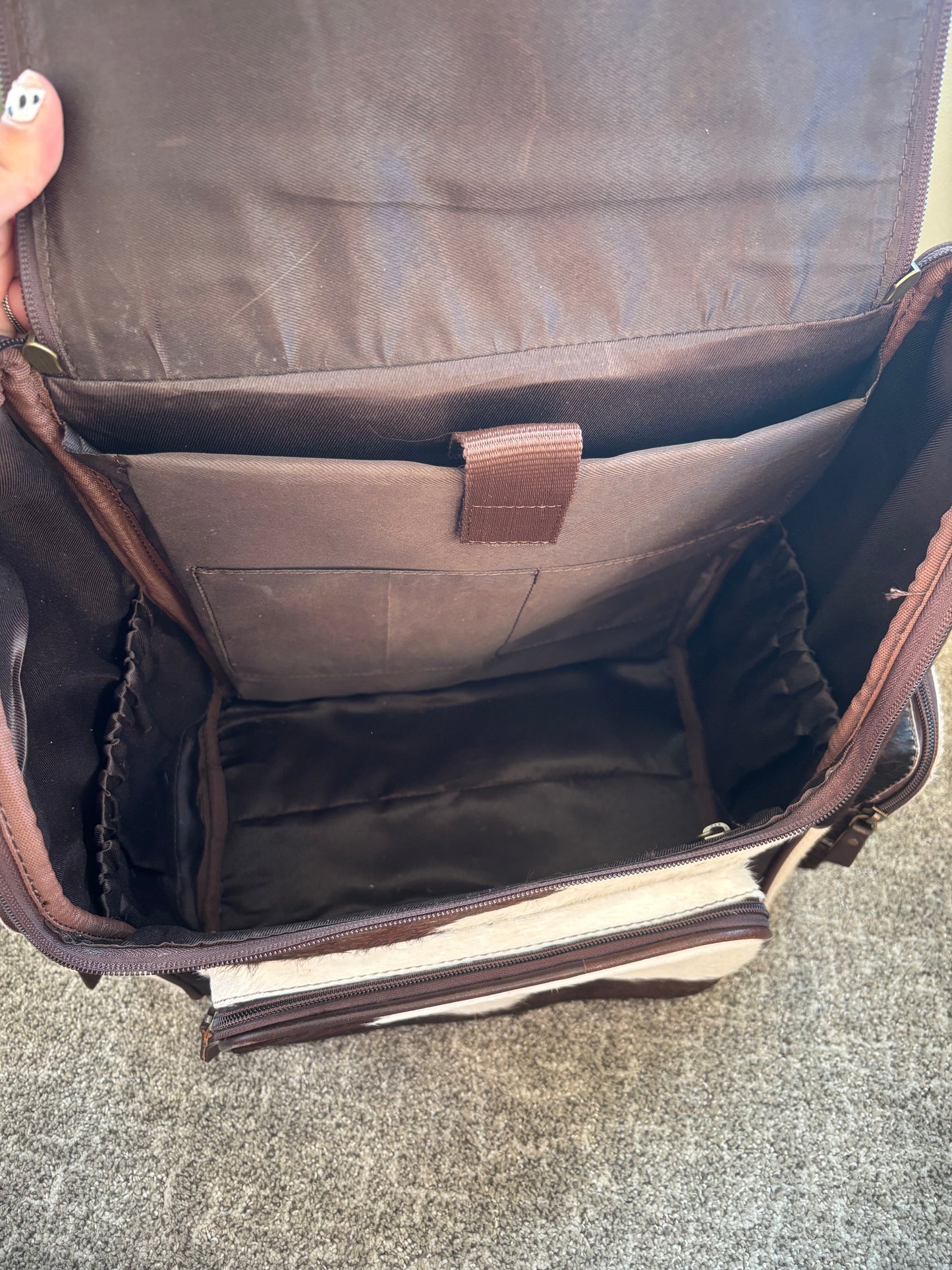 Card Tooled Leather & Cowhide Backpack