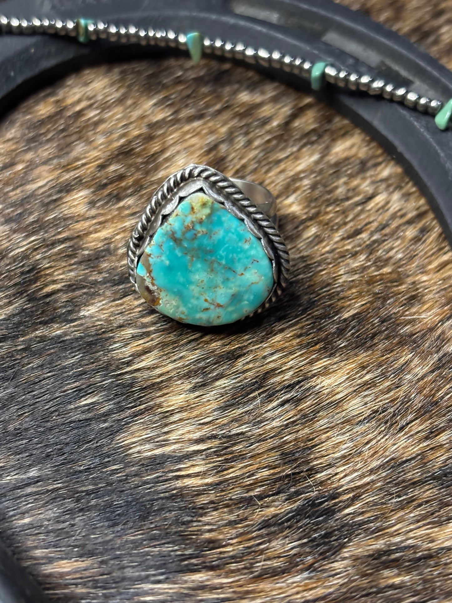 Native American Navajo Handmade Sterling Silver Royston Turquoise Ring