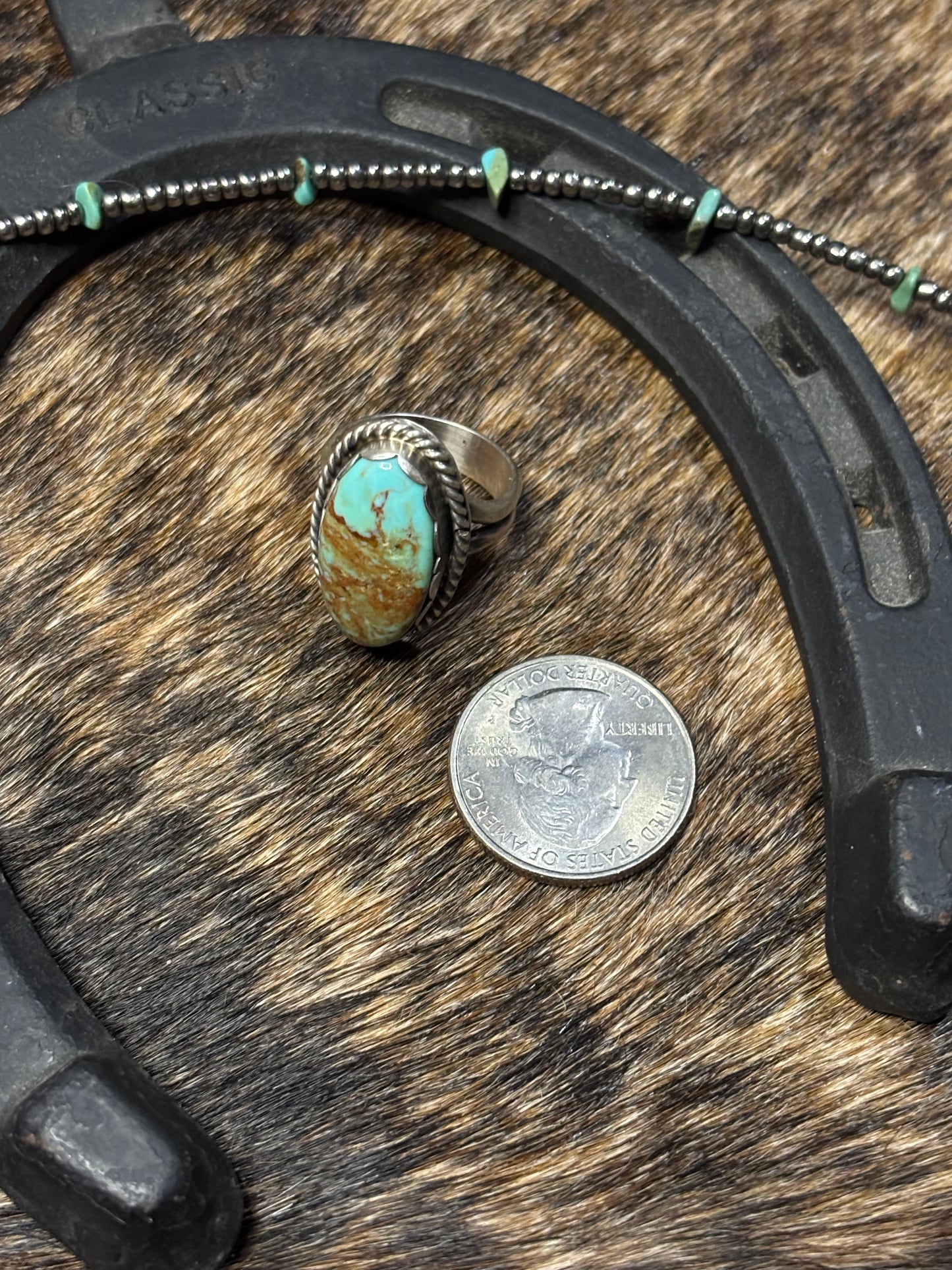 Native American Navajo Handmade Sterling Silver Royston Turquoise Ring