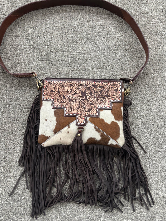 Dots Tooled Leather Cowhide Purse