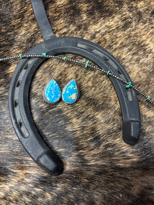 Native Navajo Handmade Sterling Silver Blue Bird Turquoise Post Stud