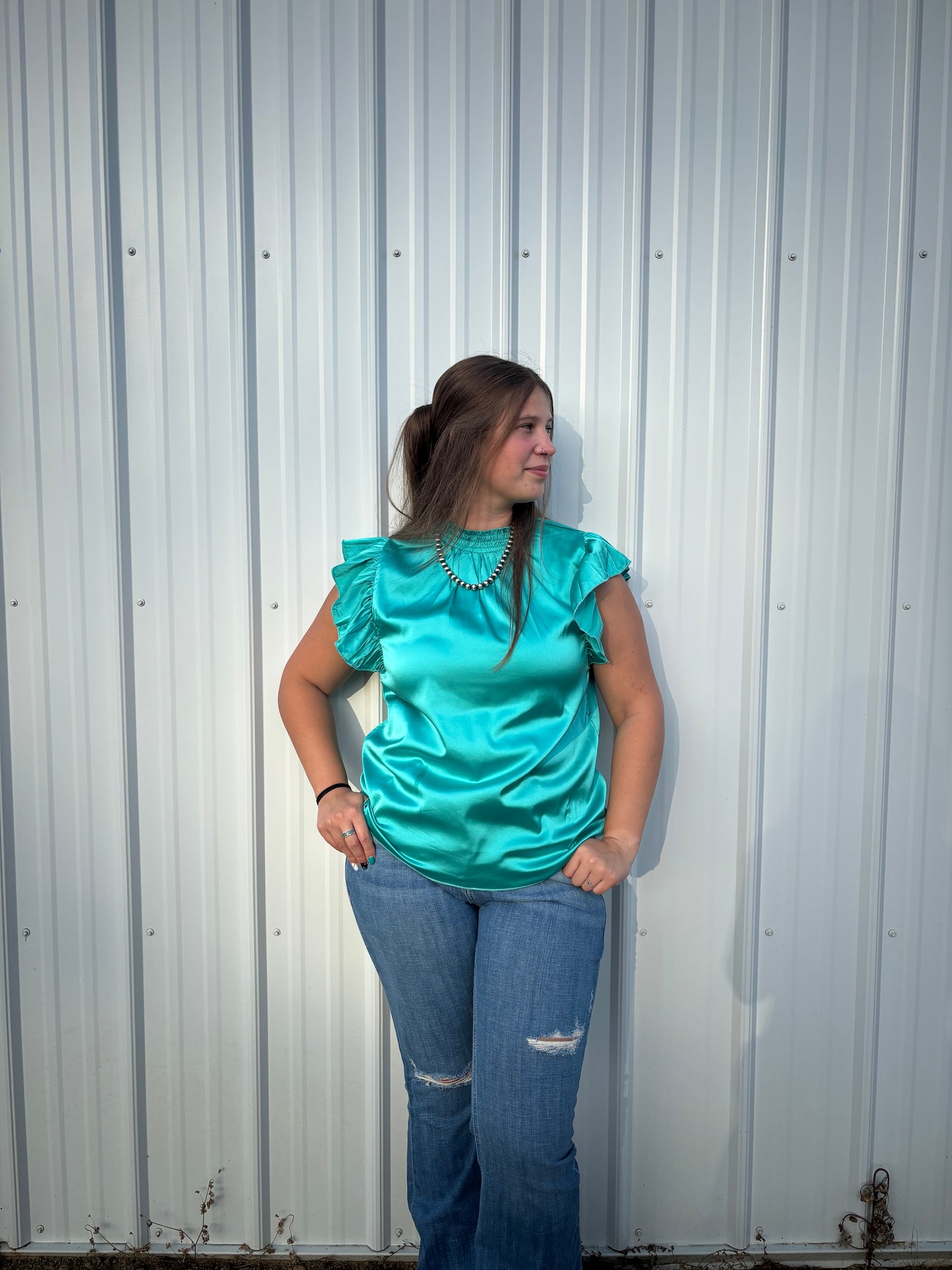 Babydoll Turquoise Top