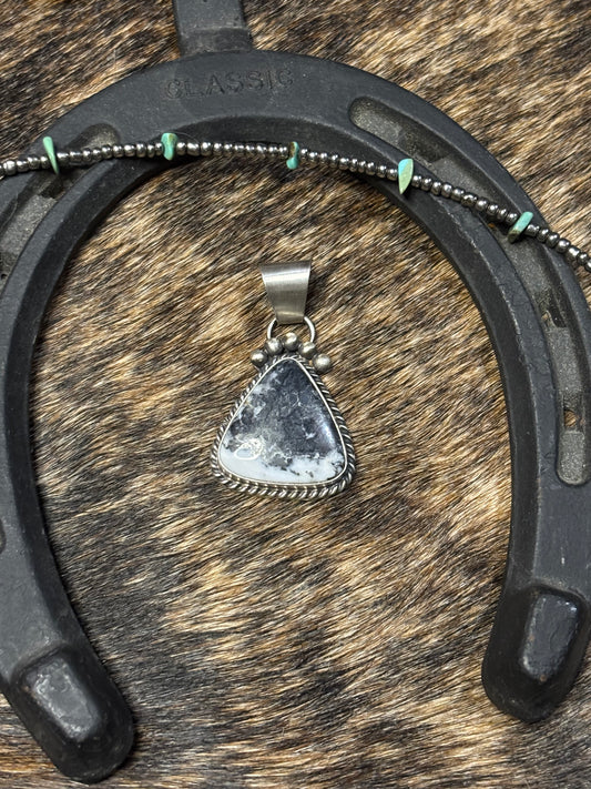 Native Navajo Handmade Sterling Silver White Buffalo Pendant