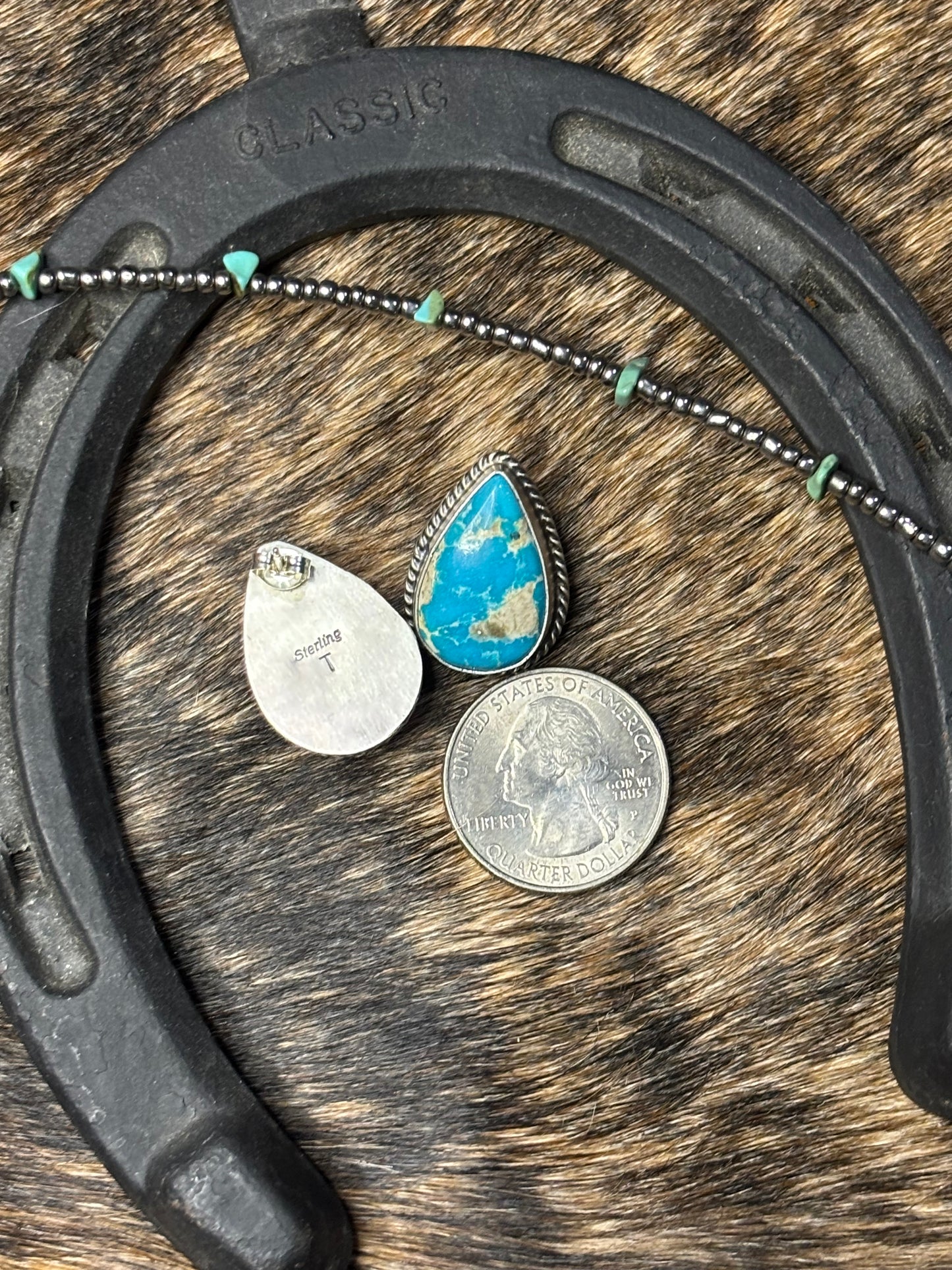 Native Navajo Handmade Sterling Silver Blue Bird Turquoise Post Stud