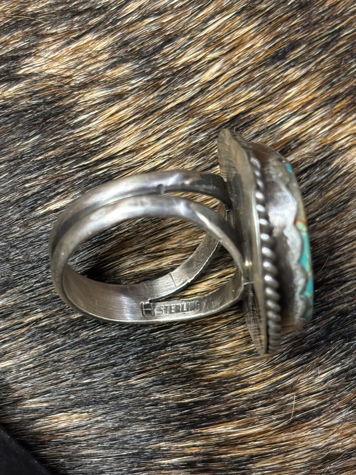 Native American Navajo Handmade Sterling Silver Royston Turquoise Ring