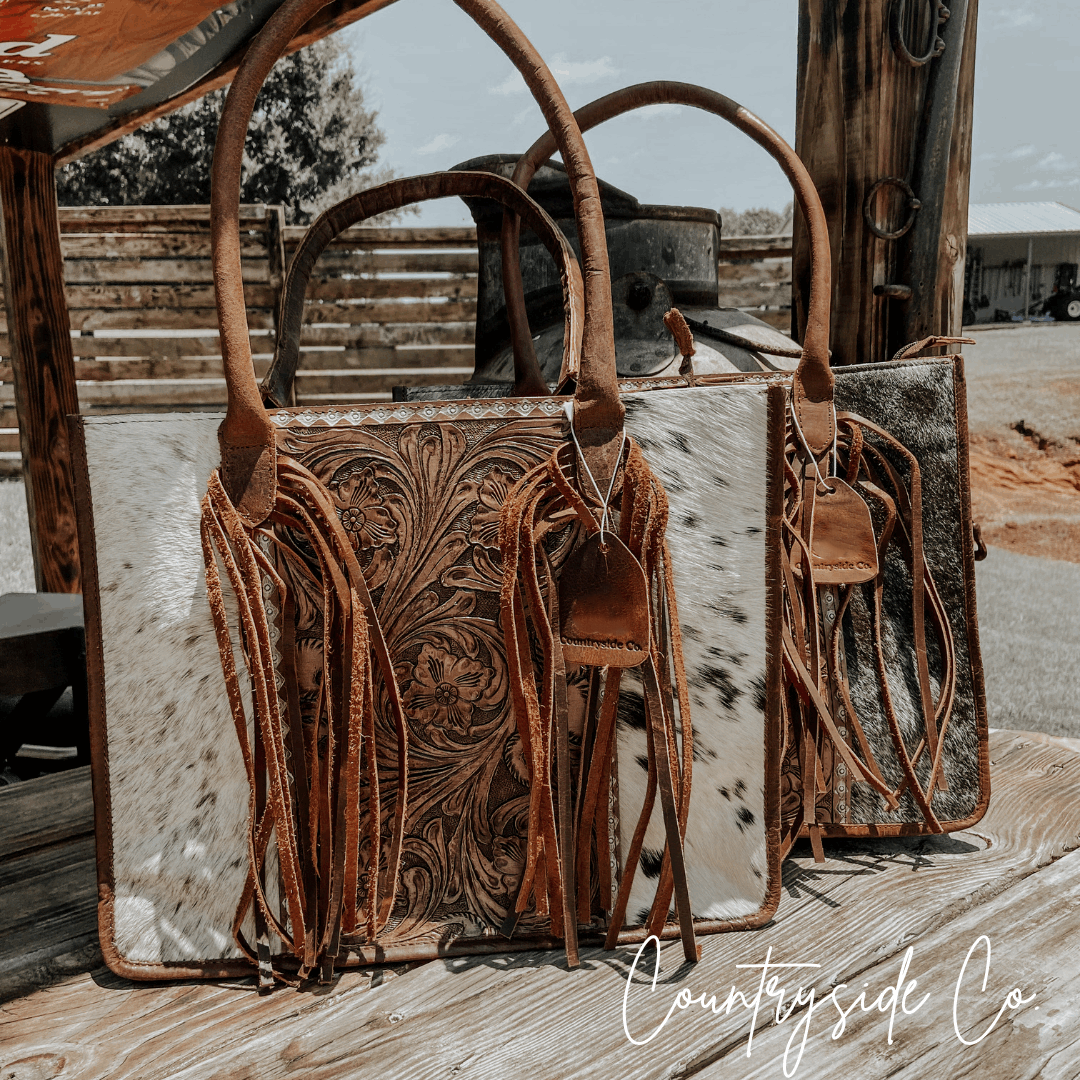 Jesse Conceal Carry Cowhide and Tooled Leather Tote Purse