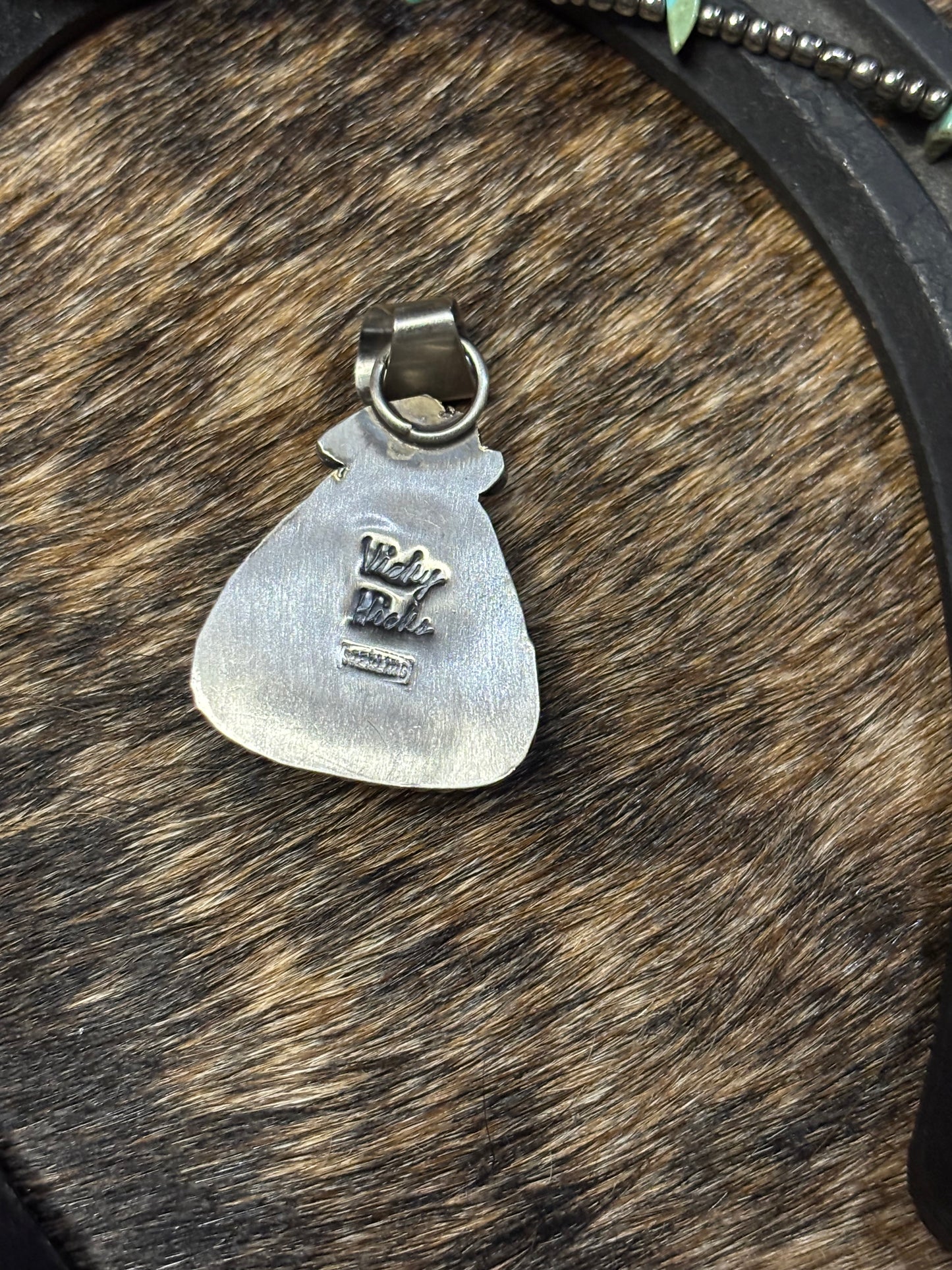 Native Navajo Handmade Sterling Silver White Buffalo Pendant