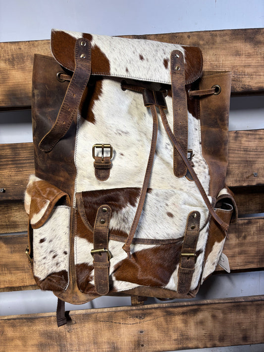Rustic Leather & Cowhide Backpack ￼