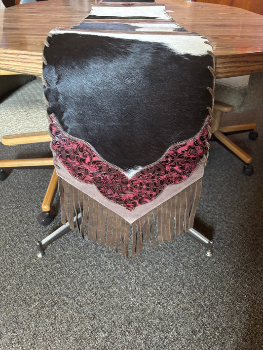 6ft Leather & Cowhide Table Runner