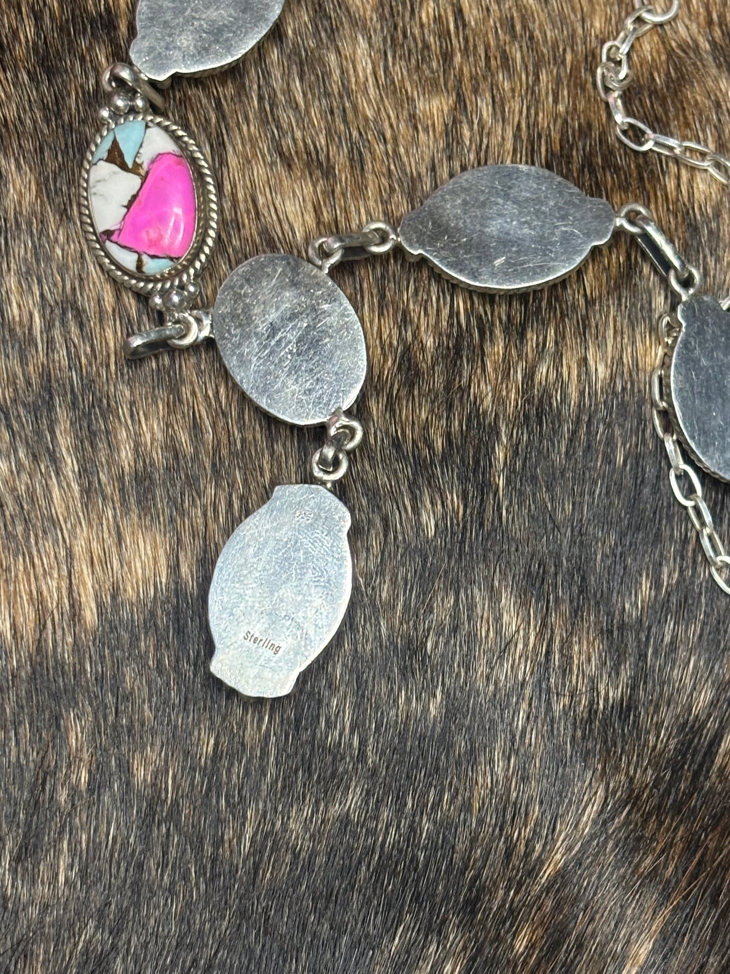 Cotton Candy Turquoise Necklace Sterling Silver