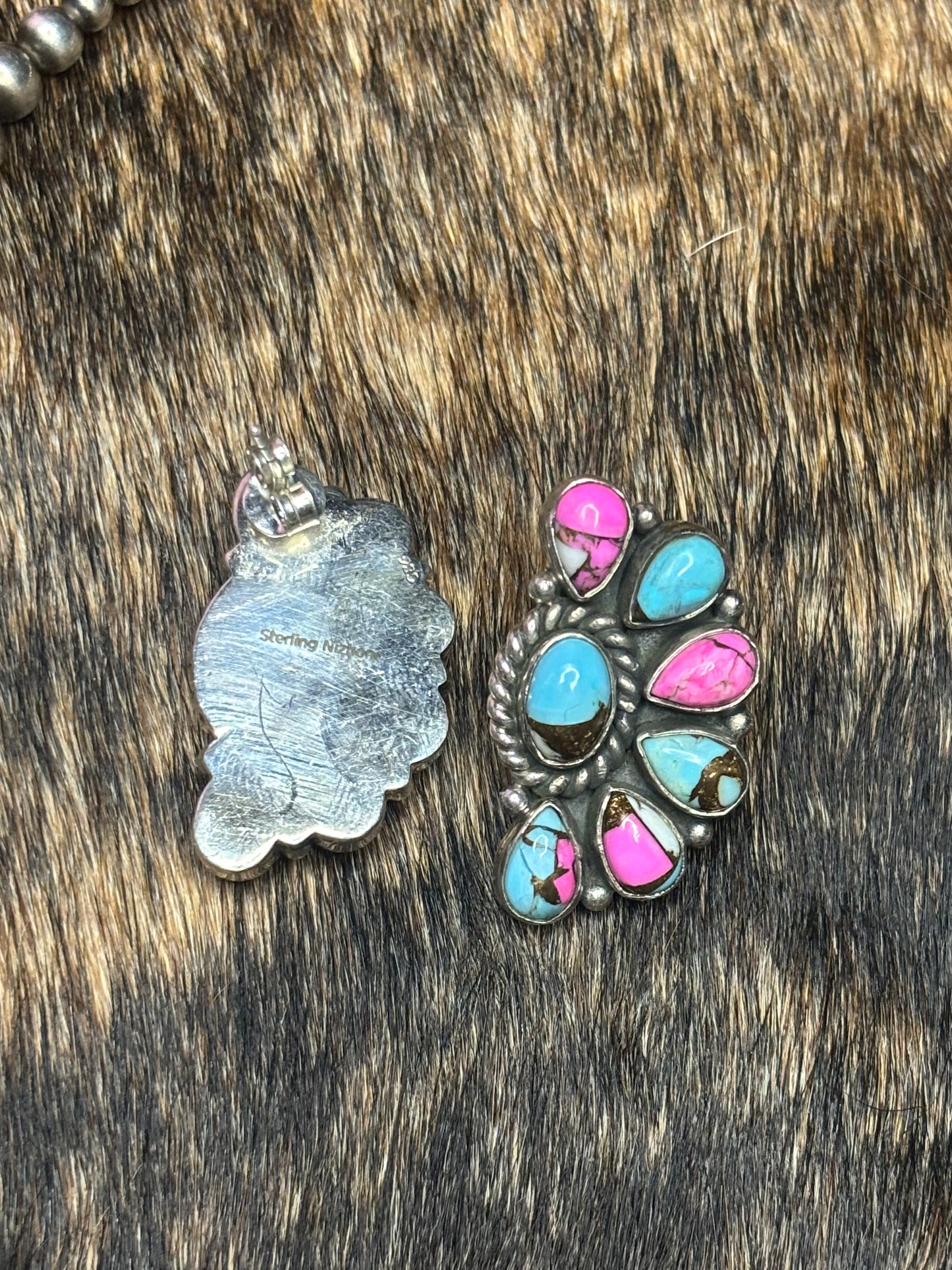 Half Cluster Cotton Candy Stud Earrings