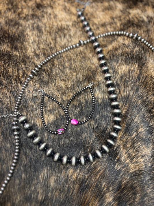 Navajo Pearl, Cotton Candy Hooped Earrings