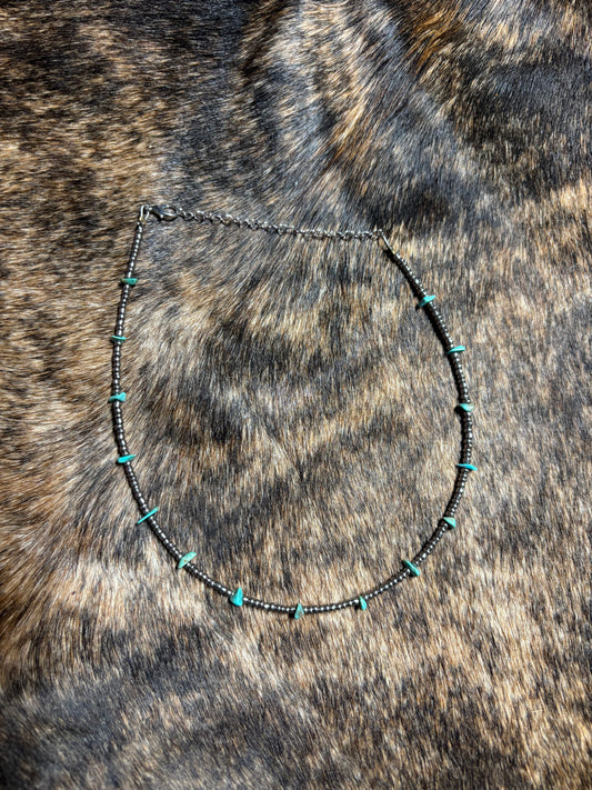 Natural Turquoise & Seed Bead Choker