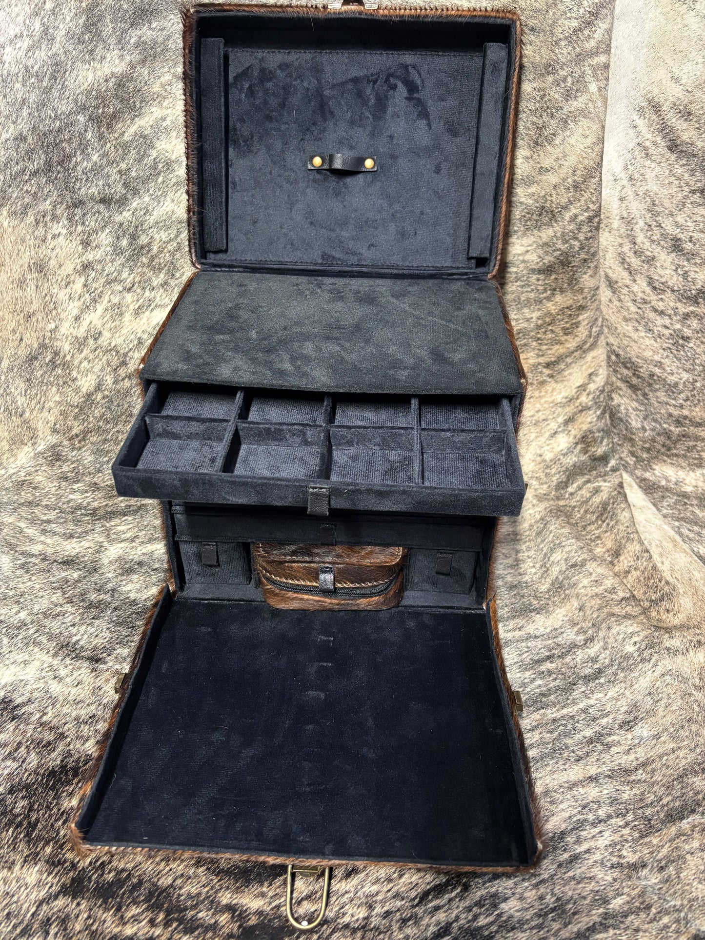 Brown Marble Cowhide Jewelry Box