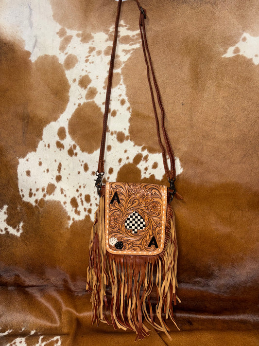 Ace Tooled Leather Fringe Crossbody Bag