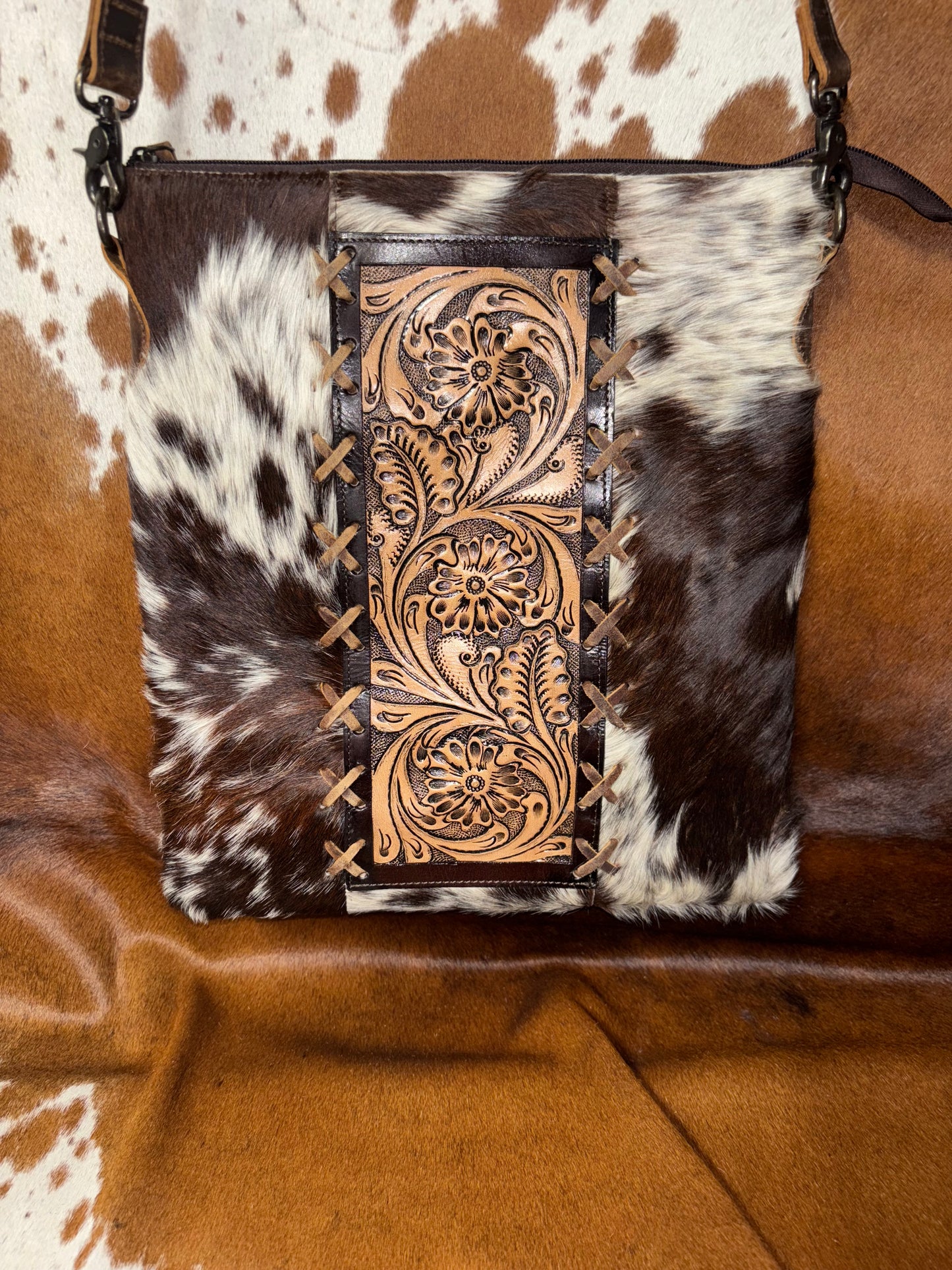 Cowhide Tooled Purse