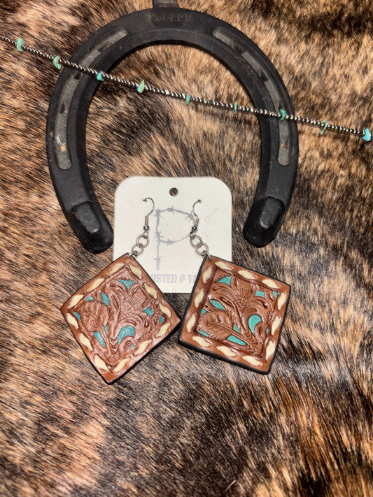Tooled Leather Earrings