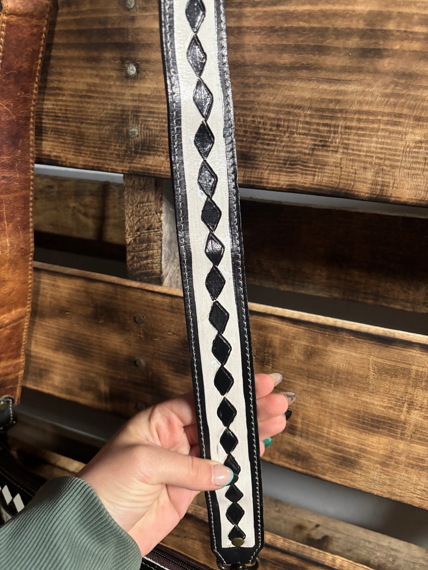 Checkered Cowhide Crossbody Purse