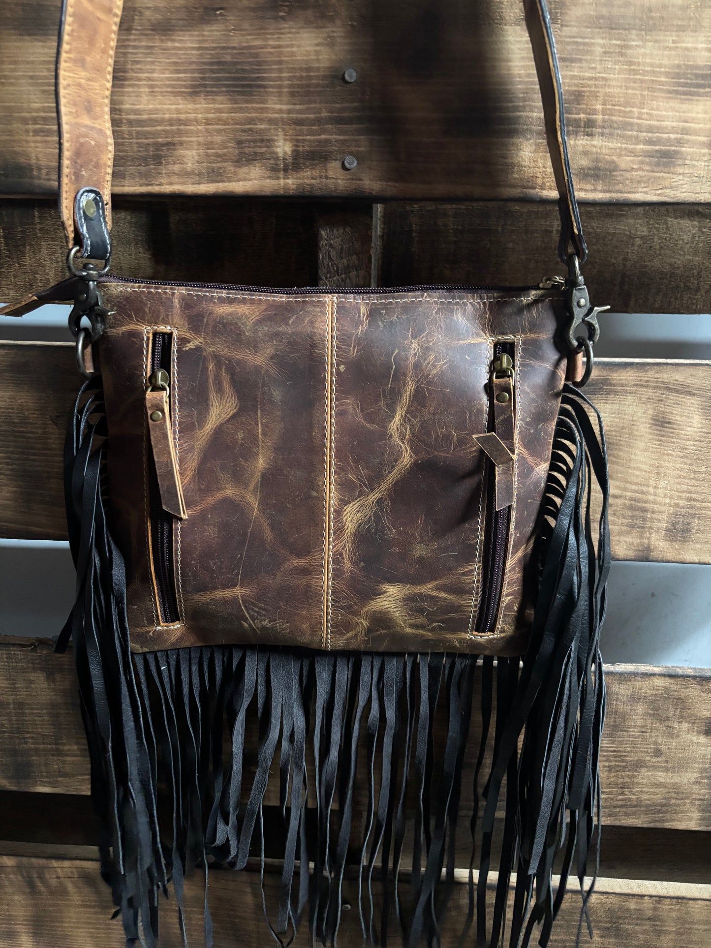Checkered Cowhide Crossbody Purse