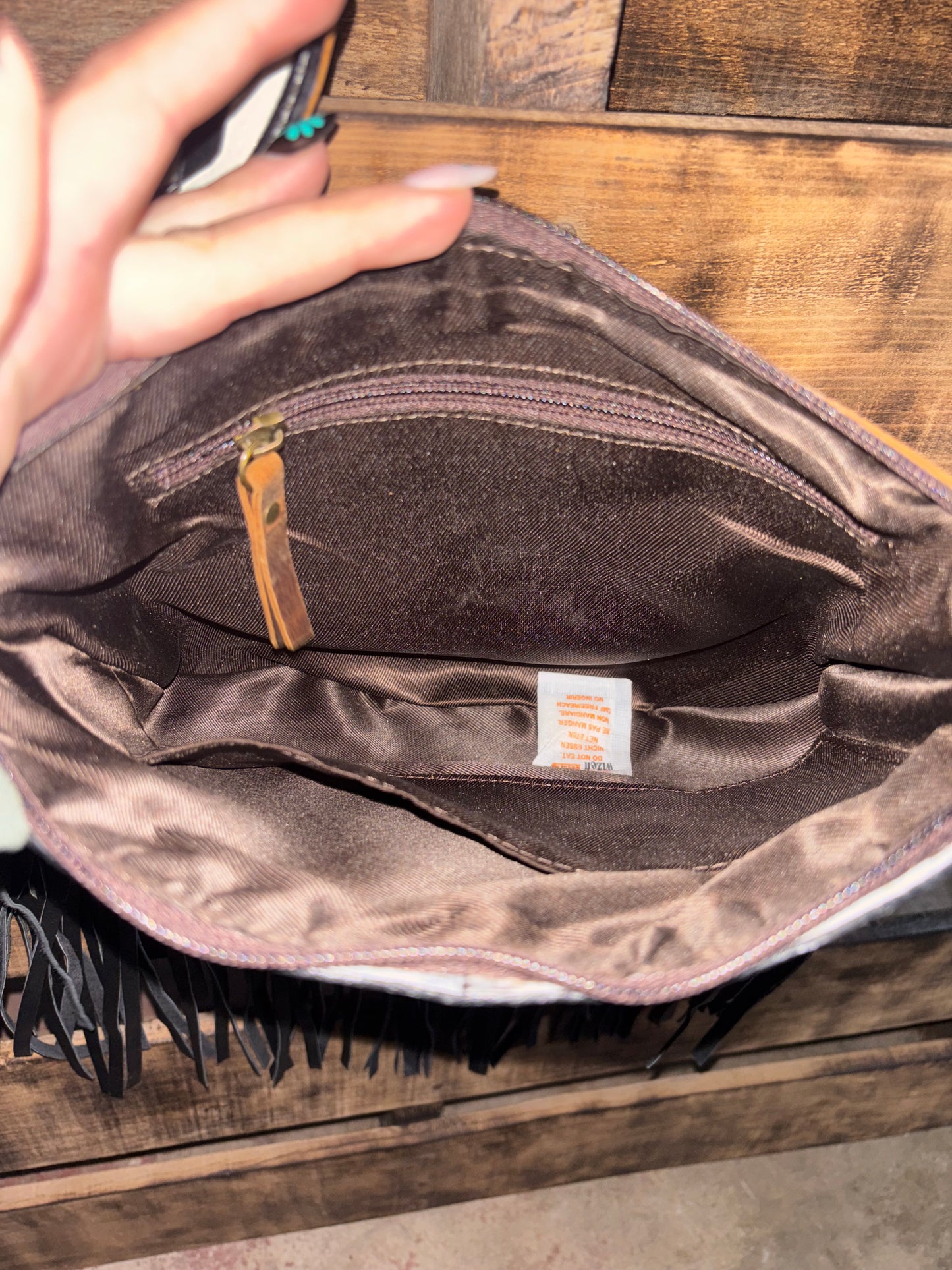 Checkered Cowhide Crossbody Purse