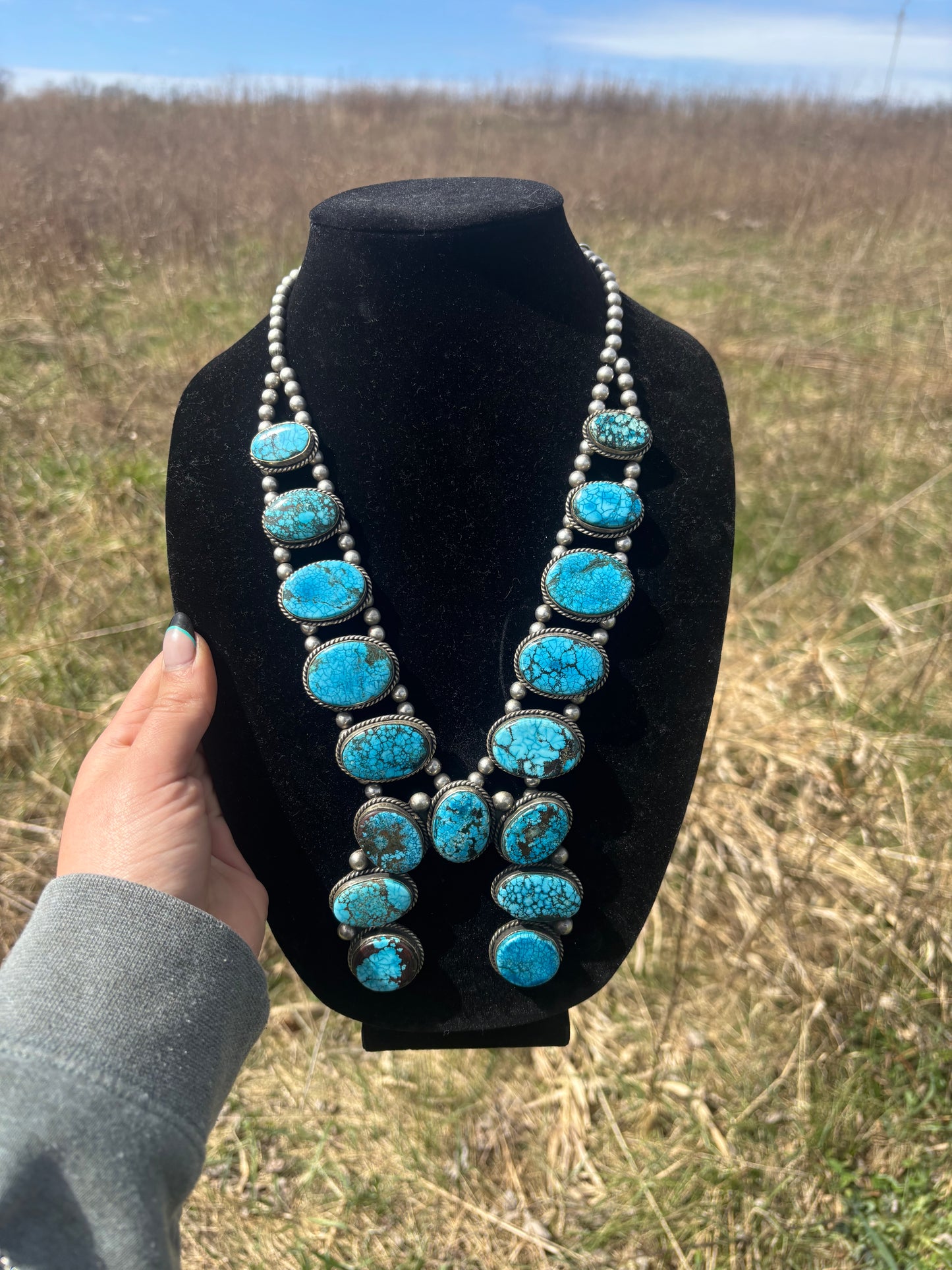 Turquoise Squash Blossom Statement Piece