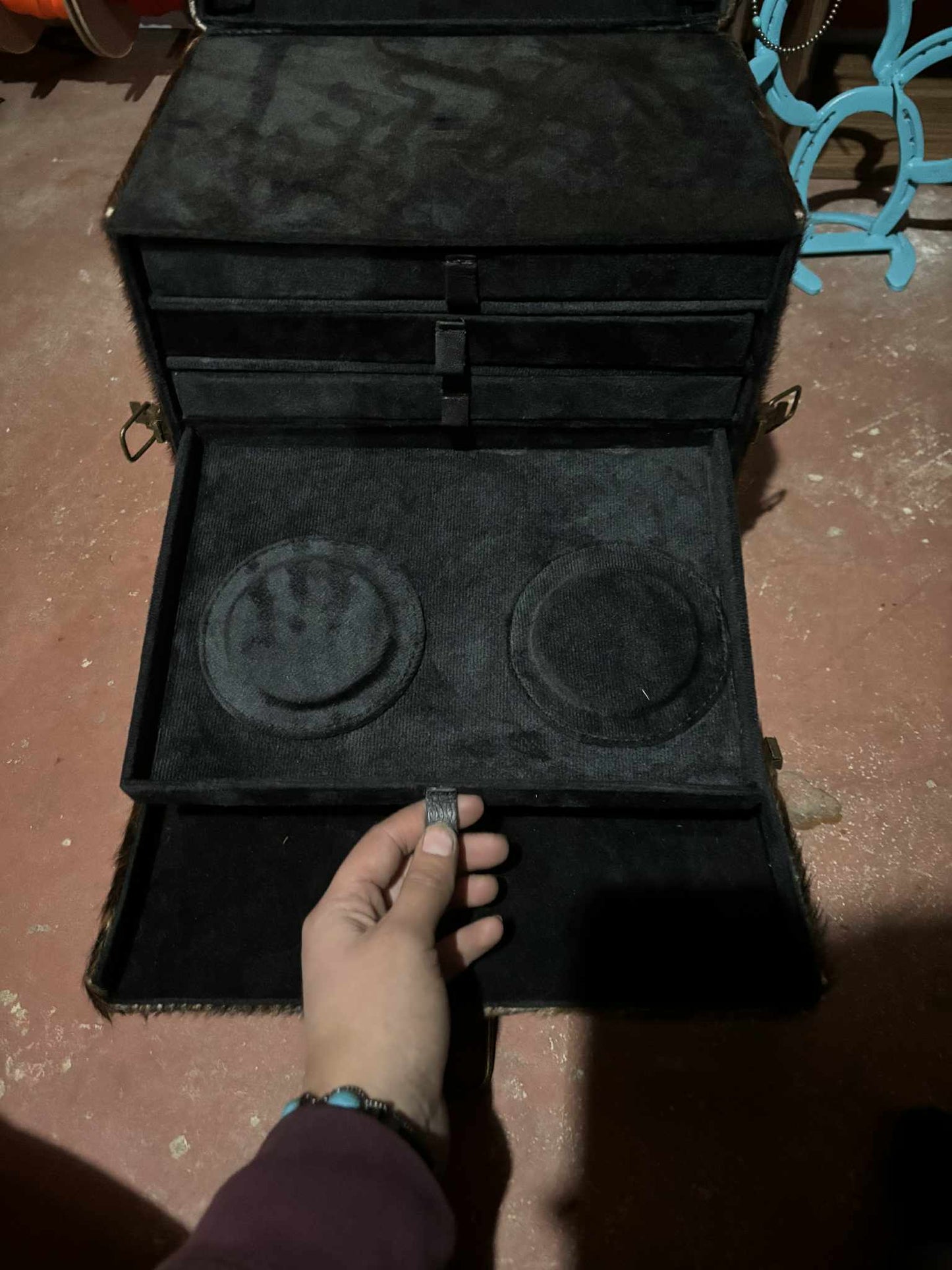 Brown Marble Cowhide Jewelry Box