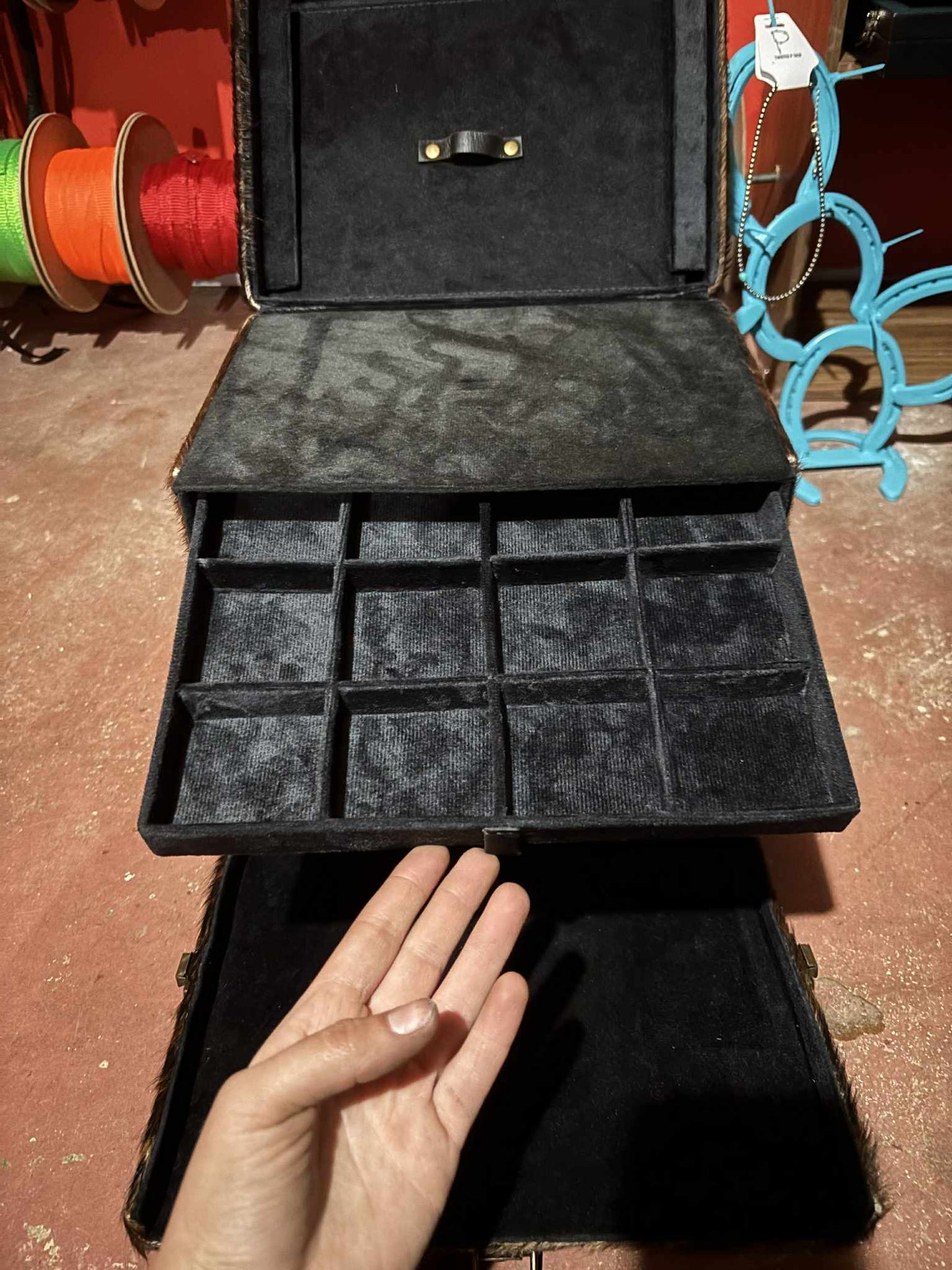 Brown Marble Cowhide Jewelry Box