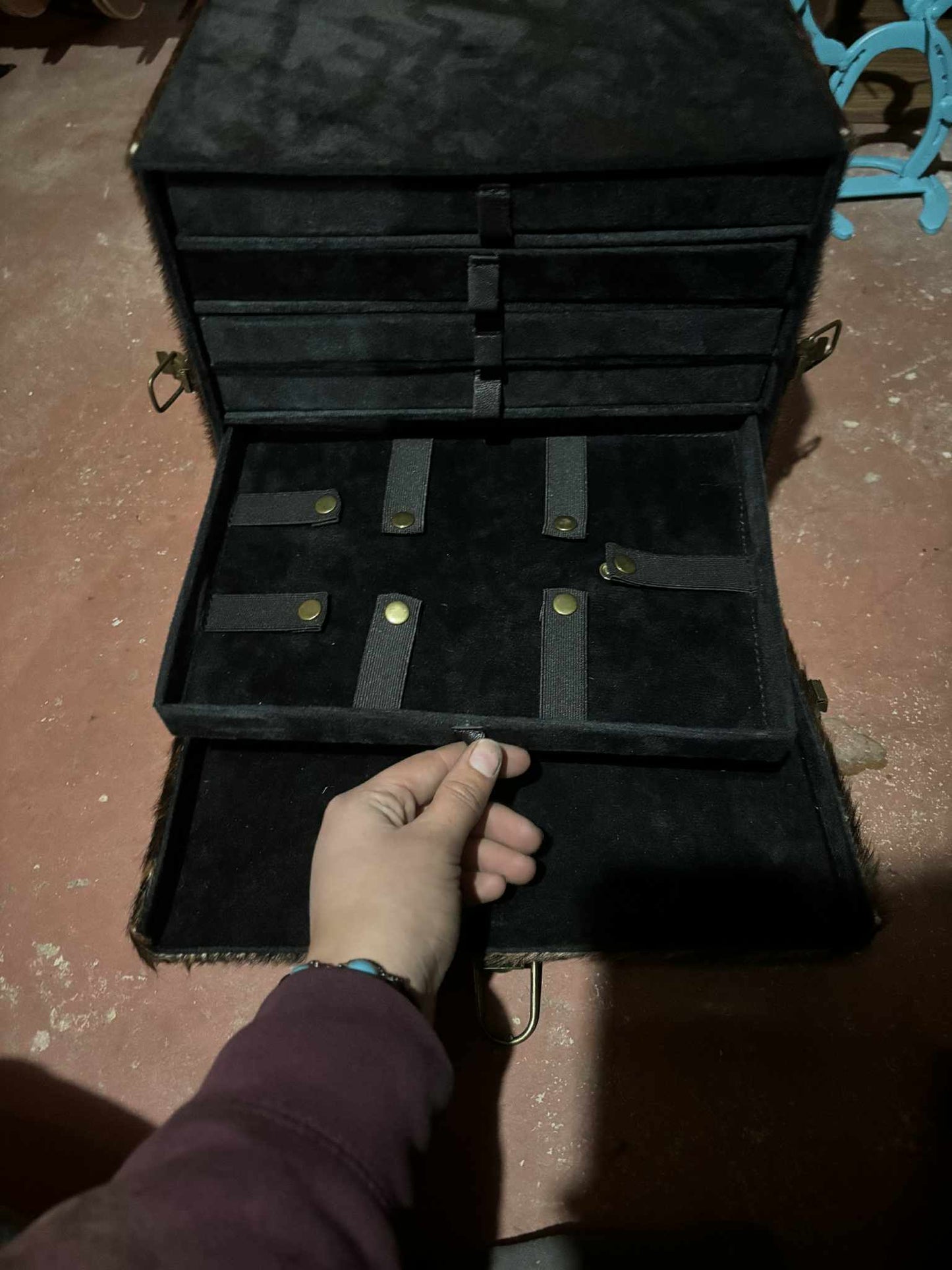 Brown Marble Cowhide Jewelry Box