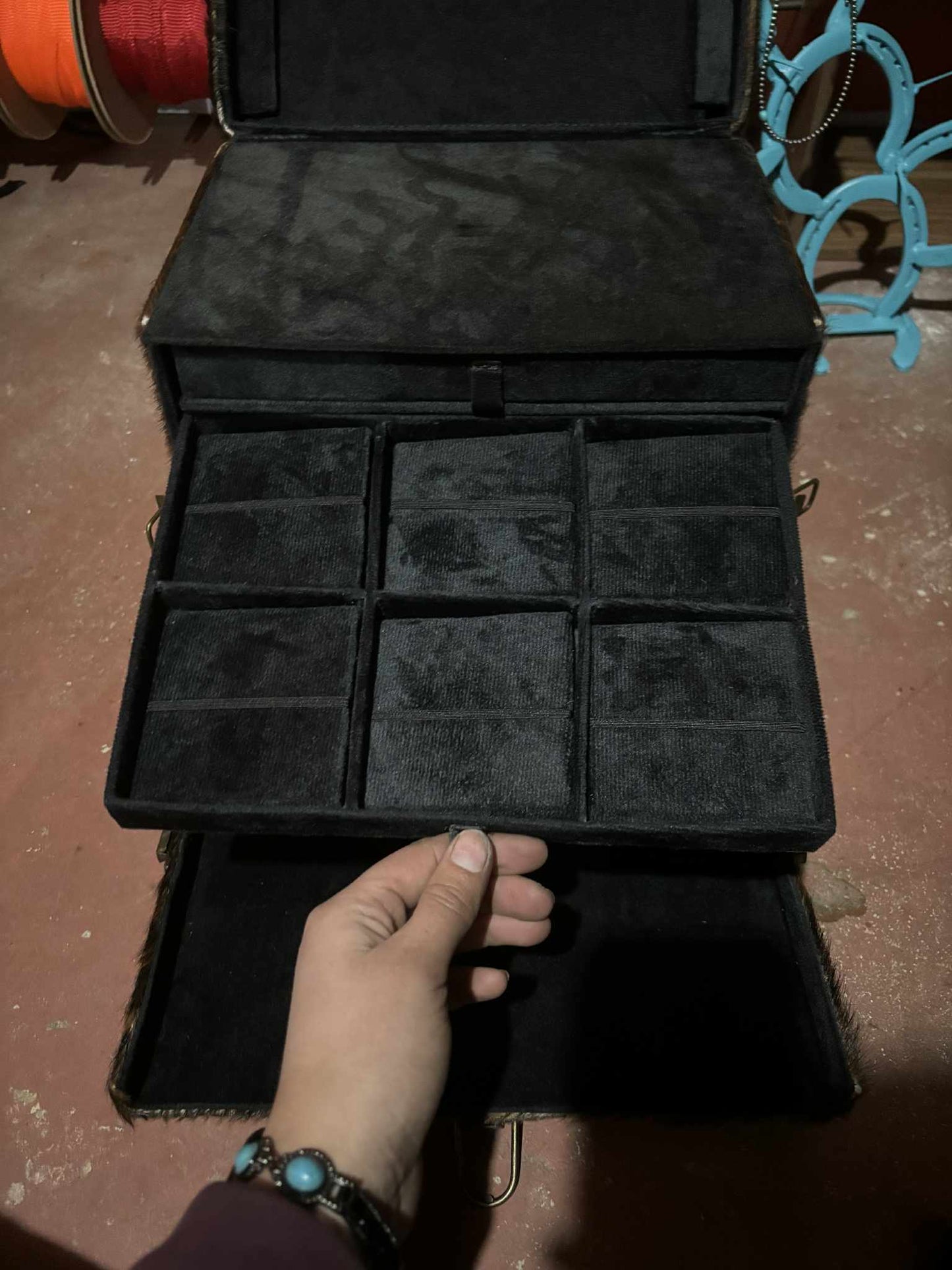 Brown Marble Cowhide Jewelry Box